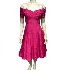 Vintage 80’s Karen Lucas for Nikki Off Shoulder Pink Fit and Flare Party Dress